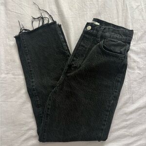 Pacsun Black High Rise Straight Jean with Frayed Hem